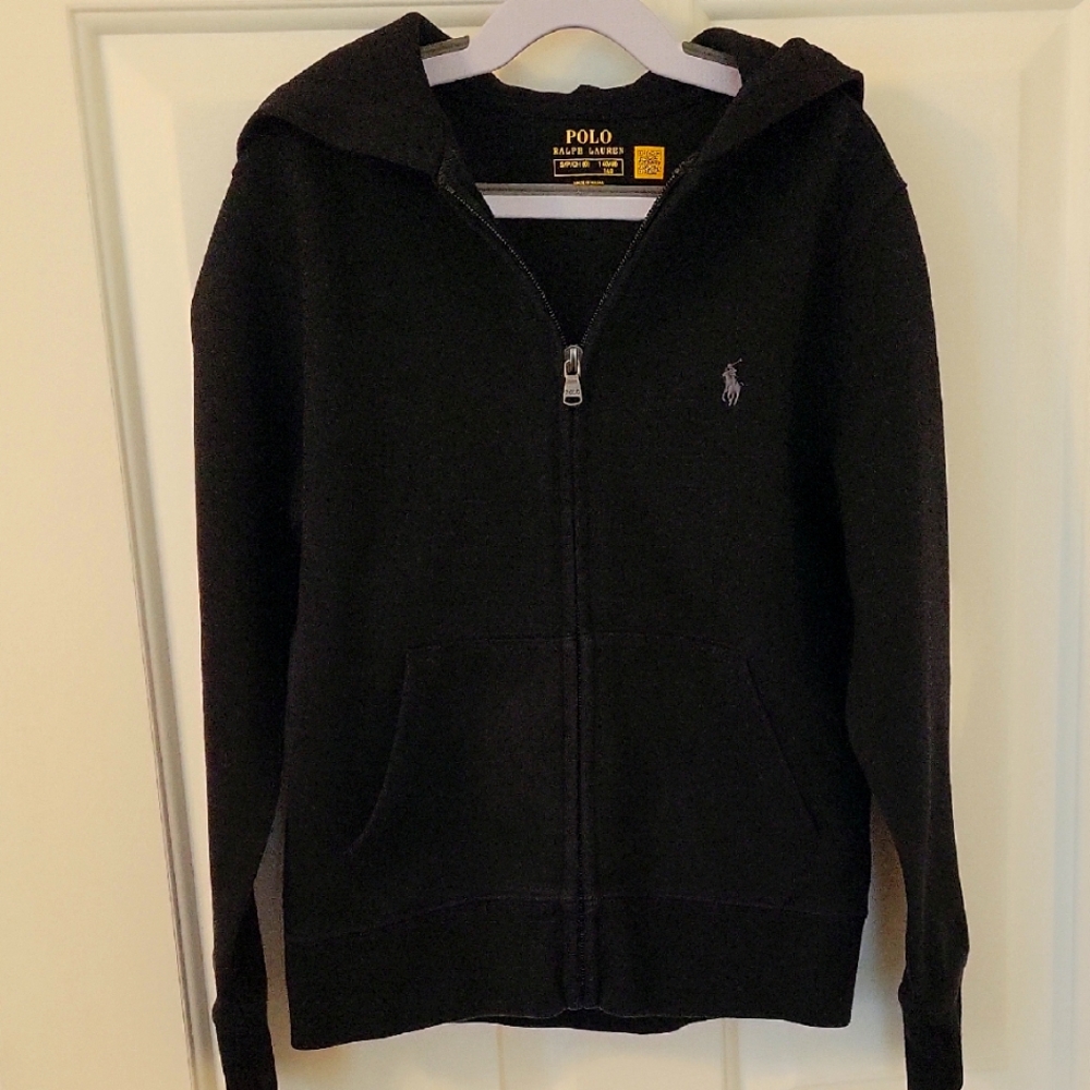 Worn Once Polo Ralph Lauren Boys Black Zip Hoodie Size S (8)